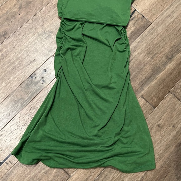 Maternity knit stretch dress with nursing overlay peek-a-boo top - Picture 3 of 8